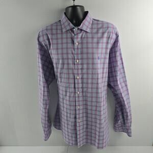 Polo Ralph Lauren dress shirt button down 2XL‎ purple blue plaid stretch 5469